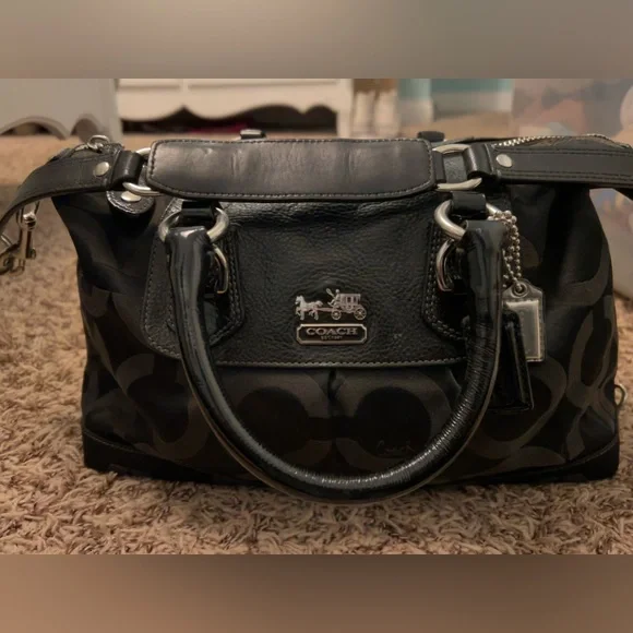 00's old coach enamel hand bag BLACK 黒 COACH💥VINTAGE💥XL Legacy Black Leather Shoulder Bag | eBay